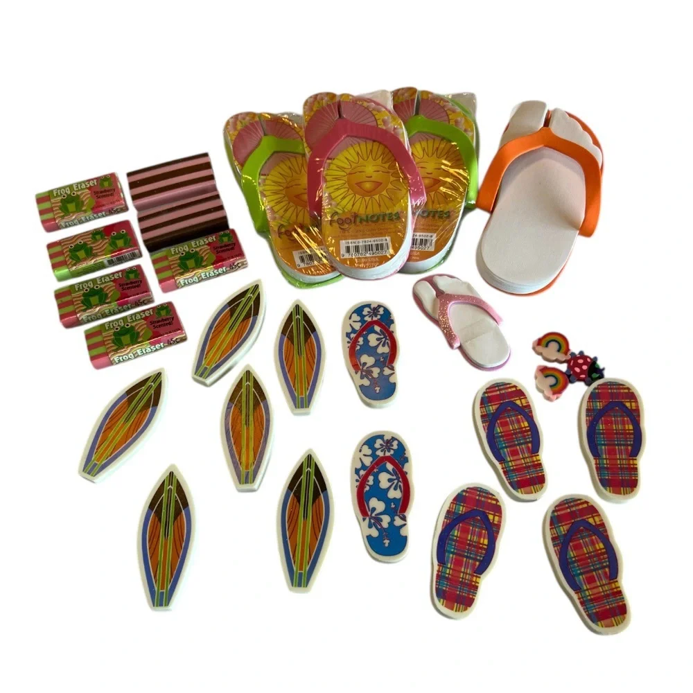 Footnotes Vibrant Flip-Flop, Frog Stripe, Surfboard Party Favors Paper & Erasers